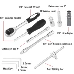 46pcs CRV Alloy Ratchet Wrench Set Steel Mirror Socket Combination Kit Extension Hex Car Auto