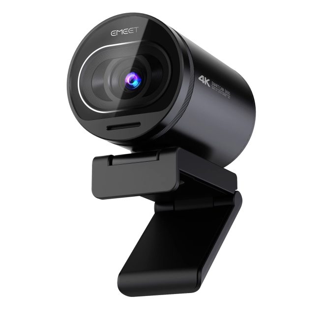 Webcam with 2 Noise Reduction Microphones, USB Streaming, 1080P, 60FPS, 4K, Webcam color black