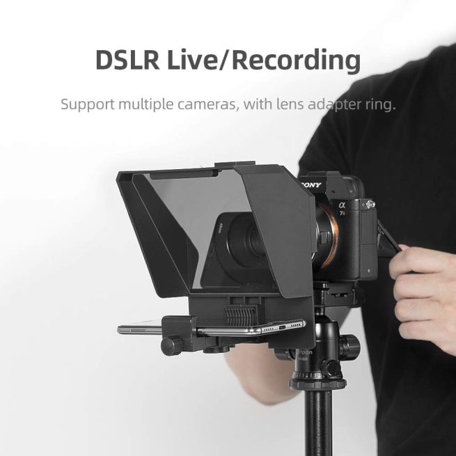 Pronstoor Telephone and DSLR Recording Mini Teleprompter Inscriber Portable Mobile Teleprompter Video Artifact With Black