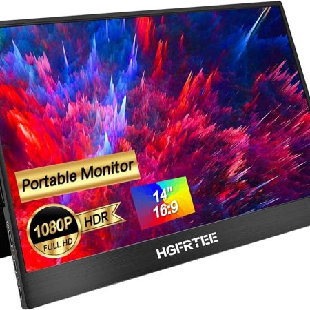 HGFRT-Portable Touch Monitor with Stand, Second Screen, Type-C, HDMI Compatible, 16", 16:10, 96% RGB, 350Cd/m² Color Black