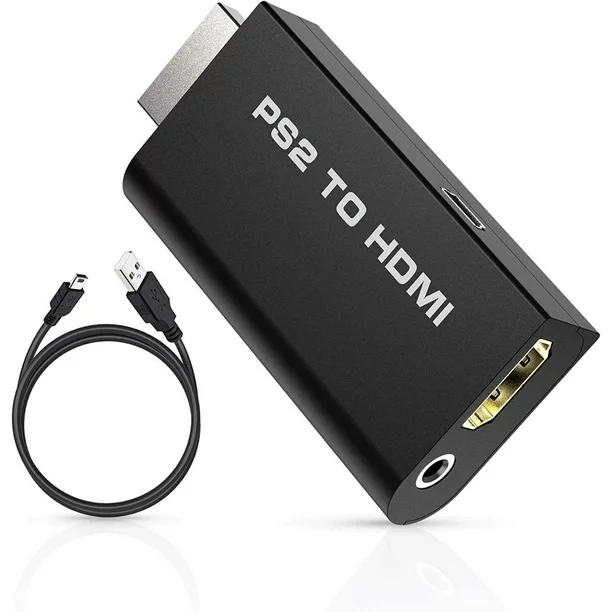 Compatible PS2 HDMI Converter Adapter, Audio and Video with 3.5mm Audio Cable, Supports PC All PS2 Display Modes, 480i, 480p