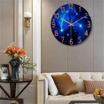 Geometric Elements Wall Clock, Dark Blue, Thickened Tempered Glass, Quartz Silent Movement, Living Room