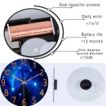 Geometric Elements Wall Clock, Dark Blue, Thickened Tempered Glass, Quartz Silent Movement, Living Room