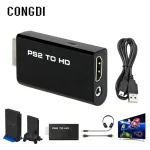 Compatible PS2 HDMI Converter Adapter, Audio and Video with 3.5mm Audio Cable, Supports PC All PS2 Display Modes, 480i, 480p