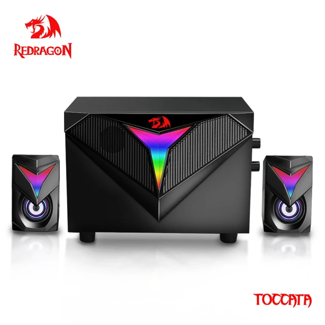 REDRAGON - Heavy Duty Speakers, Computer Soundbar, PC Speakers, Stereo Surround Music, RGB 2.1
