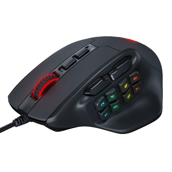 Redragon-M811 Pro Wireless Gaming Mouse, 15 Programmable Buttons, RGB Gamer Mouse, Macro Keys color black