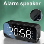 LED Digital Alarm Clock with Bluetooth Speaker Mirror Bedroom Office Table Decoration Screen Temperature FM Radio