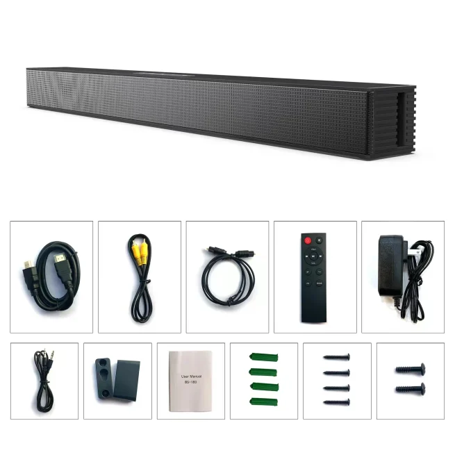 Mini Soundbar for Home Theater, Wireless Sound Bar, Bluetooth 5.0, Hi-Fi Speaker for TV, PC, TV Wall Mount, 50W