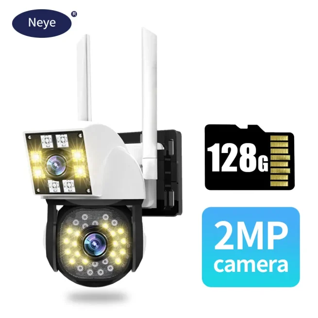 Neye Wireless Dual Lens Camera, Pan Tilt, WiFi, Dual Screen, AI Human Body Detection, Auto Tracking, CCTV, 8MP, 4K