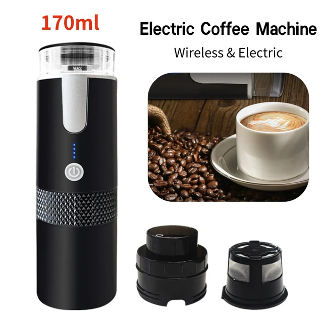 Portable Cordless Coffee Maker, Automatic Electric Capsule Ground Coffee Machine Brewer, Fit Coffee Powder and Capsule, New