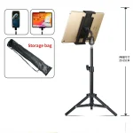 Adjustable Tablet Tripod Floor Stand Holder, Lazy Stand, Bracket Stand, Live Mount, iPad Air Pro 12.9, 4-13"