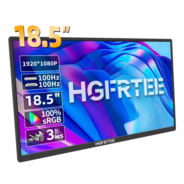 HGFRT-Portable Laptop Monitor, 17.5", 100Hz, RGB100% with VESA Hole and Back Bracket, Extended Display, ADS-IPS