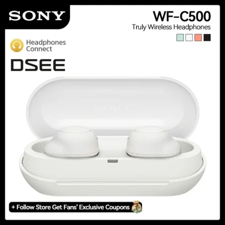 Sony WF-C500 TWS Bluetooth Earphones True Wireless In-Ear Earbud with Mic & IPX4 Water Resistance Clear Call Voice Sony color white