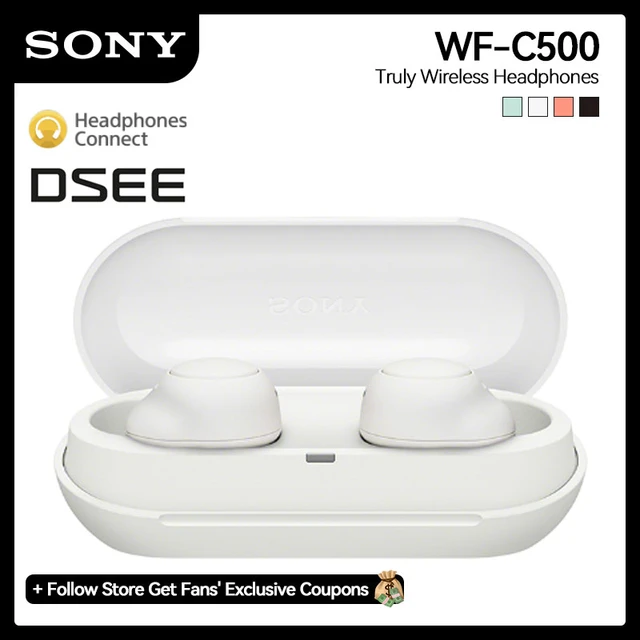 Sony WF-C500 TWS Bluetooth Earphones True Wireless In-Ear Earbud with Mic & IPX4 Water Resistance Clear Call Voice Sony color white
