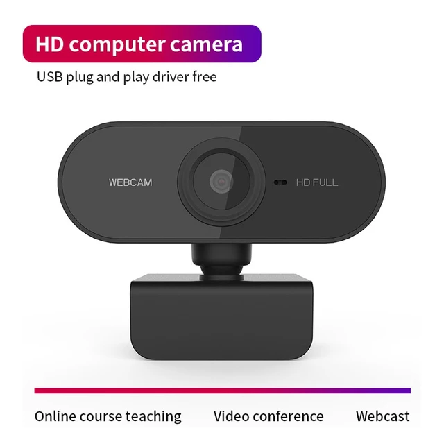1080P HD USB Computer Camera with Built-in Microphone and Tripod for Work color black
