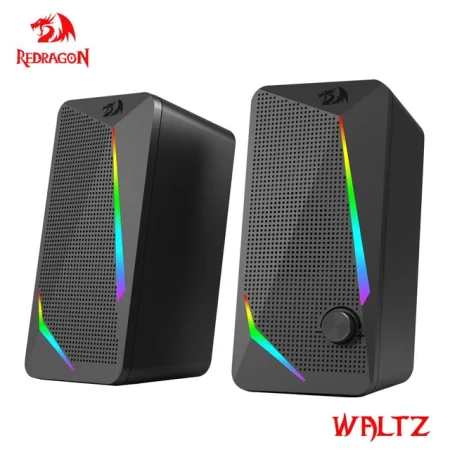 REDRAGON-RGB Gaming Speakers, Waltz GS510, 3.5mm Aux 2.0, Stereo Surround Sound Bar for Computer, Desktop Black