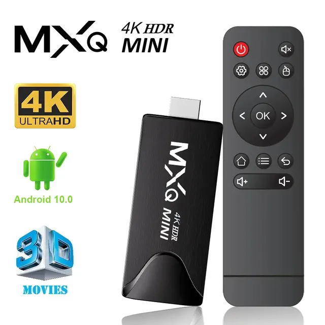 MXQMini-Smart TV Stick, Android 10, Quad Core, 4K, HD, Play Store, 2.4G, Wi-Fi, Media Player, Top Box, H.265