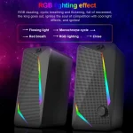 REDRAGON-RGB Gaming Speakers, Waltz GS510, 3.5mm Aux 2.0, Stereo Surround Sound Bar for Computer, Desktop Black