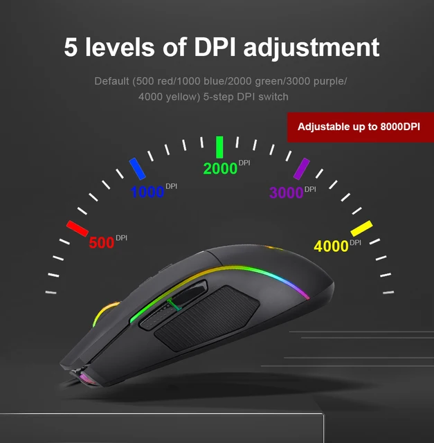 REDRAGON-RGB USB Wired Gaming Mouse, Programmable, Ergonomic, Gamer Mice, Computer, Laptop, PC, Gamer