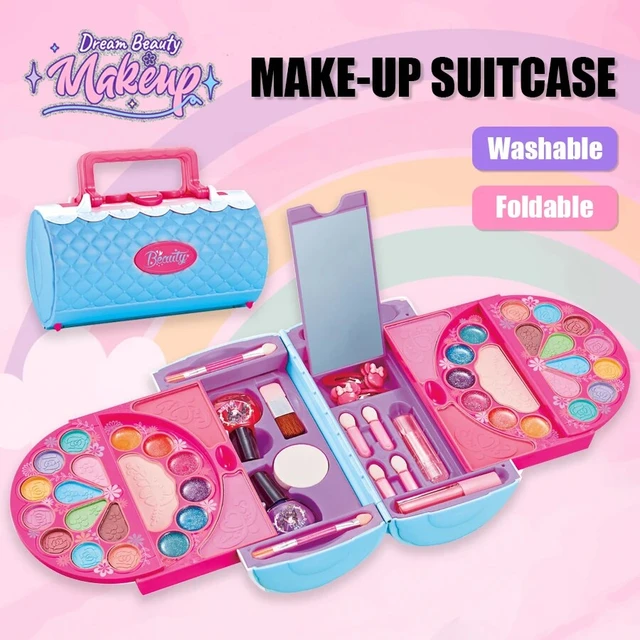 Kids Washable Cosmetic Set Beauty Toys Princess Makeup Kit Royal Mirror Non-toxic and Safe
