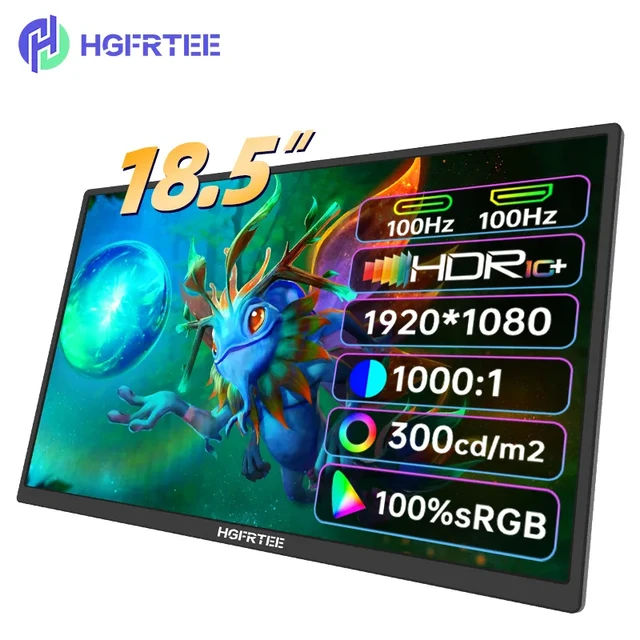 HGFRT-Portable Laptop Monitor, 17.5", 100Hz, RGB100% with VESA Hole and Back Bracket, Extended Display, ADS-IPS