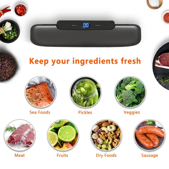SaengQ-Food Vacuum Sealer Packaging Machine, Free 10Pcs Vacuum Bags, Household Vacuum Sealing