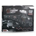 B/O Railway Classic Freight Train Set Passenger Water Steam Locomotive Playset with Smoke Simulation Electric Train Black