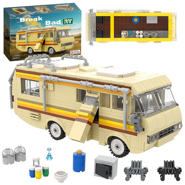 Bad RV Building Kit for Kids and Adults, Creative Van House Camper, Building Blocks Set, DIY Toy, Break, 360Pcs