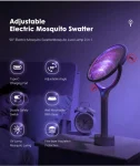 Electric Mosquito Swatter, 5 in 1, Fast Charging Racket, Kill Fly Bug Safety, Insulated Battery Powered Lamp, Adjustable ABS, Adjustable