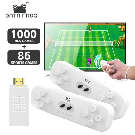 DATA FROG - Retro Somatosensory Console, Wireless TV Dendy, Video Game Stick, Built in 1000 NES, Game