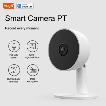 Tuya Smart Home Security Camera with Motion Tracking, Real-time App Alerts, Two-Way Audio, Baby & Pet, HD, Wi-Fi, 1080p