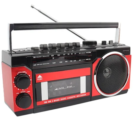 Portable Vintage Retro USB Multiband Radio Stereo, Bluetooth Boombox, MP3 Audio Cassette, Tape Recorder, AM FM SW