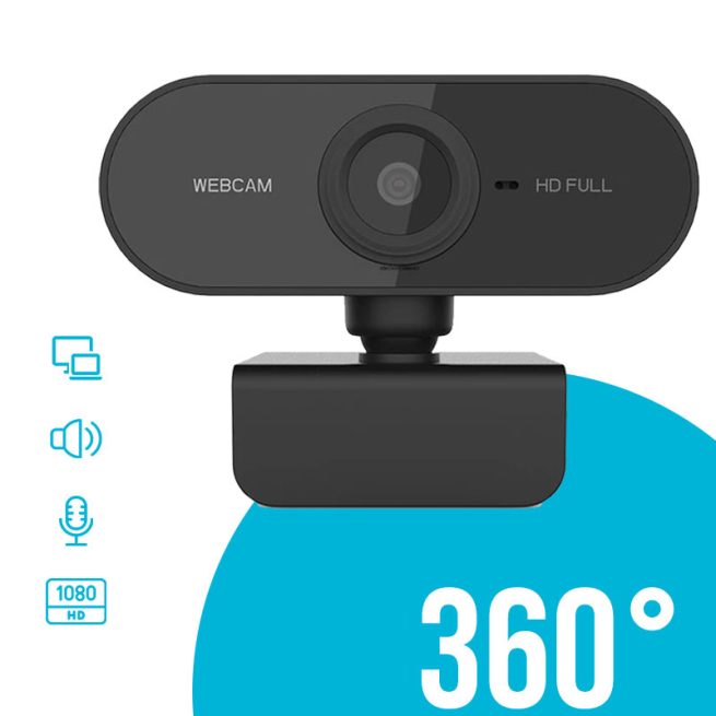 1080P HD USB Computer Camera with Built-in Microphone and Tripod for Work color black