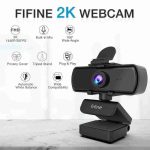 FIFINE-Full HD Webcam with Microphone and Tripod, 1440p, PC, USB, Desktop, Laptop, Live Streaming, Video, Calling-K420