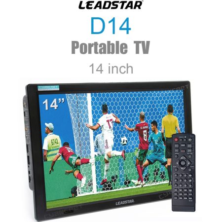 Mini Digital Analog Television for Small Car, Portable HD TV, DVB-T2 ATSC, MP4, AC3, HDin Monitor for PS4, D14, 14 inch, New