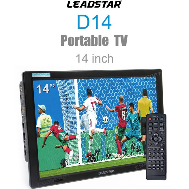 Mini Digital Analog Television for Small Car, Portable HD TV, DVB-T2 ATSC, MP4, AC3, HDin Monitor for PS4, D14, 14 inch, New