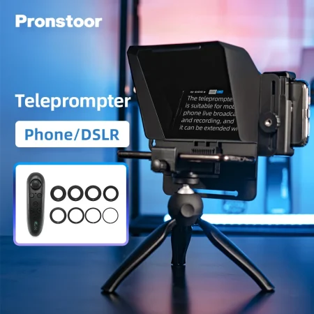 Pronstoor Telephone and DSLR Recording Mini Teleprompter Inscriber Portable Mobile Teleprompter Video Artifact With Black