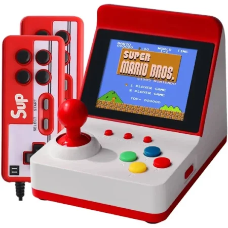 Super Mario Retro Portable Mini Video Game Console with Handle for Kids, 8 Bit, 3.0 Inch, Color LCD, Game Player, Built in 360 in 1