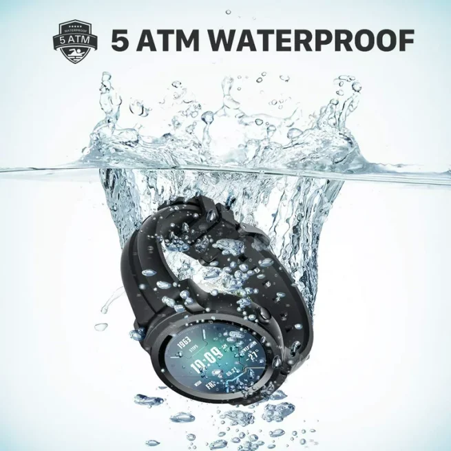 TicWatch-E2 Waterproof Smartwatch for Men, Wear OS by Google Smart Watch, 5ATM, Men's Sports Watch, 95New Refurbished Watch