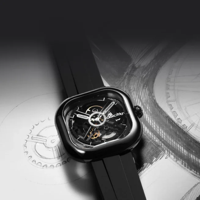 CIGA Design-2024 Men's and Women's Automatic Mechanical Watch, Black Ceramic Skeleton Watches, Luxury Fashion Series