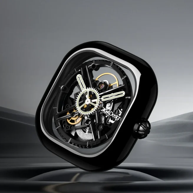 CIGA Design-2024 Men's and Women's Automatic Mechanical Watch, Black Ceramic Skeleton Watches, Luxury Fashion Series