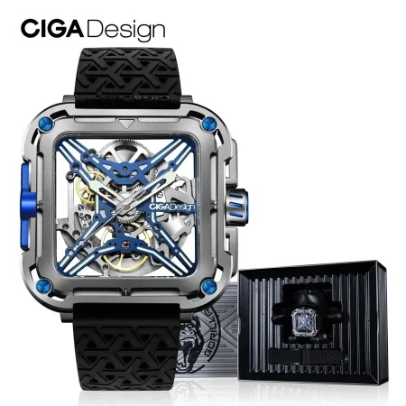 CIGA Design-2024 Men's Titanium Watch Automatic Movement X Series Skeleton Mechanical Wristwatches Nylon Silicone Two Straps
