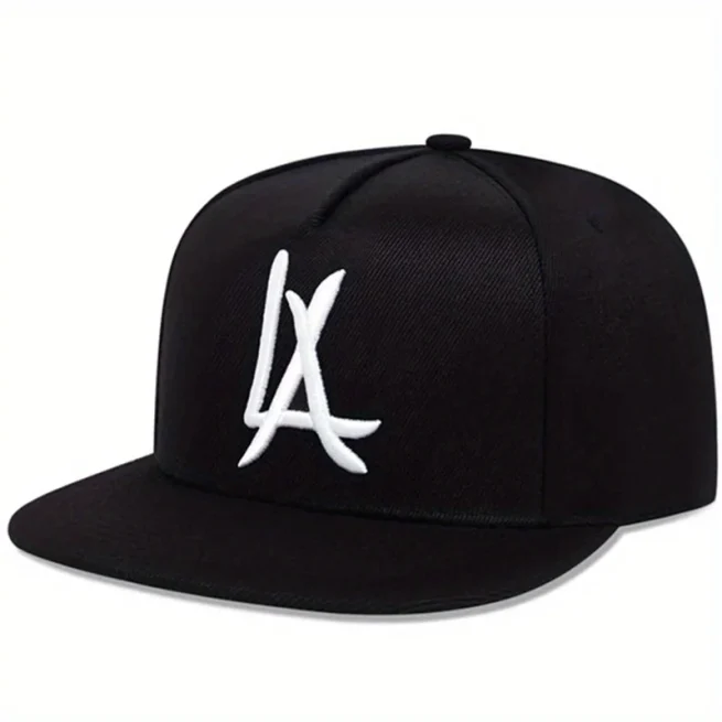 LA Adjustable Embroidery Baseball Cap, Black Snapback Hat, Hip Hop Caps, Dad Hats