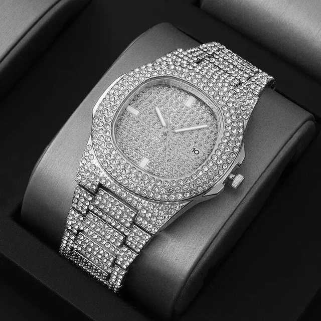 Lovers Style Women Men Watches Top Brand Luxury Iced Out Watch Gold