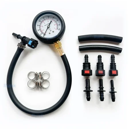 Fuel Pressure Test Kit with Valve for Car, Pump Pressure Tester, Quick Connect, 0-100PSI Gauge, 6.3 7.89 9.49