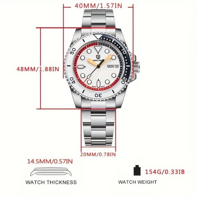 PAGANI DESIGN NH36 Men's Mechanical Wristwatches Week Display Automatic Watches Waterproof Sports Watch New 40mm 100m 2024