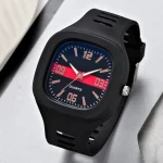 Black Band Sport Quartz Watches for Men and Women, Square Wristwatch, Casual Couple Watch