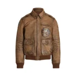 Men's Distressed Brown Calfskin Leather Jacket,Custom Short Coats,Classic,Elegant,Spring and Autumn,New Products