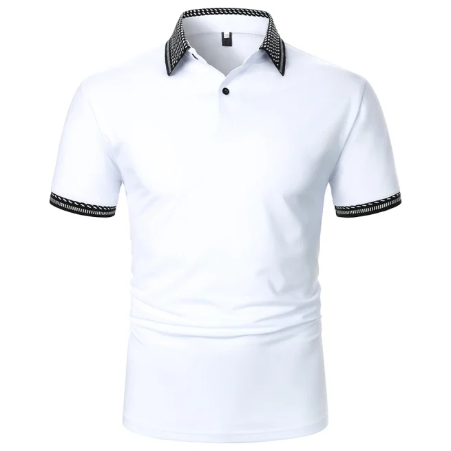 Men's Short Sleeve Polo Shirt, Lapel Rib Polo, Monochrome Casual Top, Urban Business, Summer Fashion, Newin