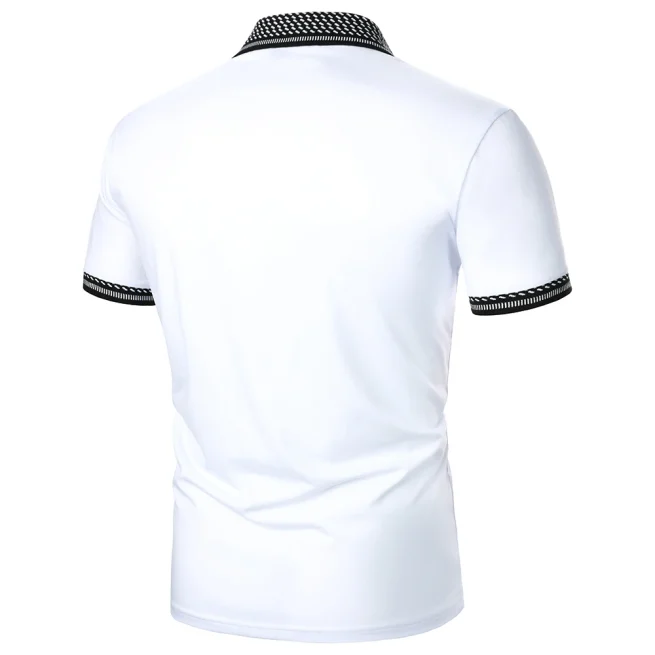 Men's Short Sleeve Polo Shirt, Lapel Rib Polo, Monochrome Casual Top, Urban Business, Summer Fashion, Newin